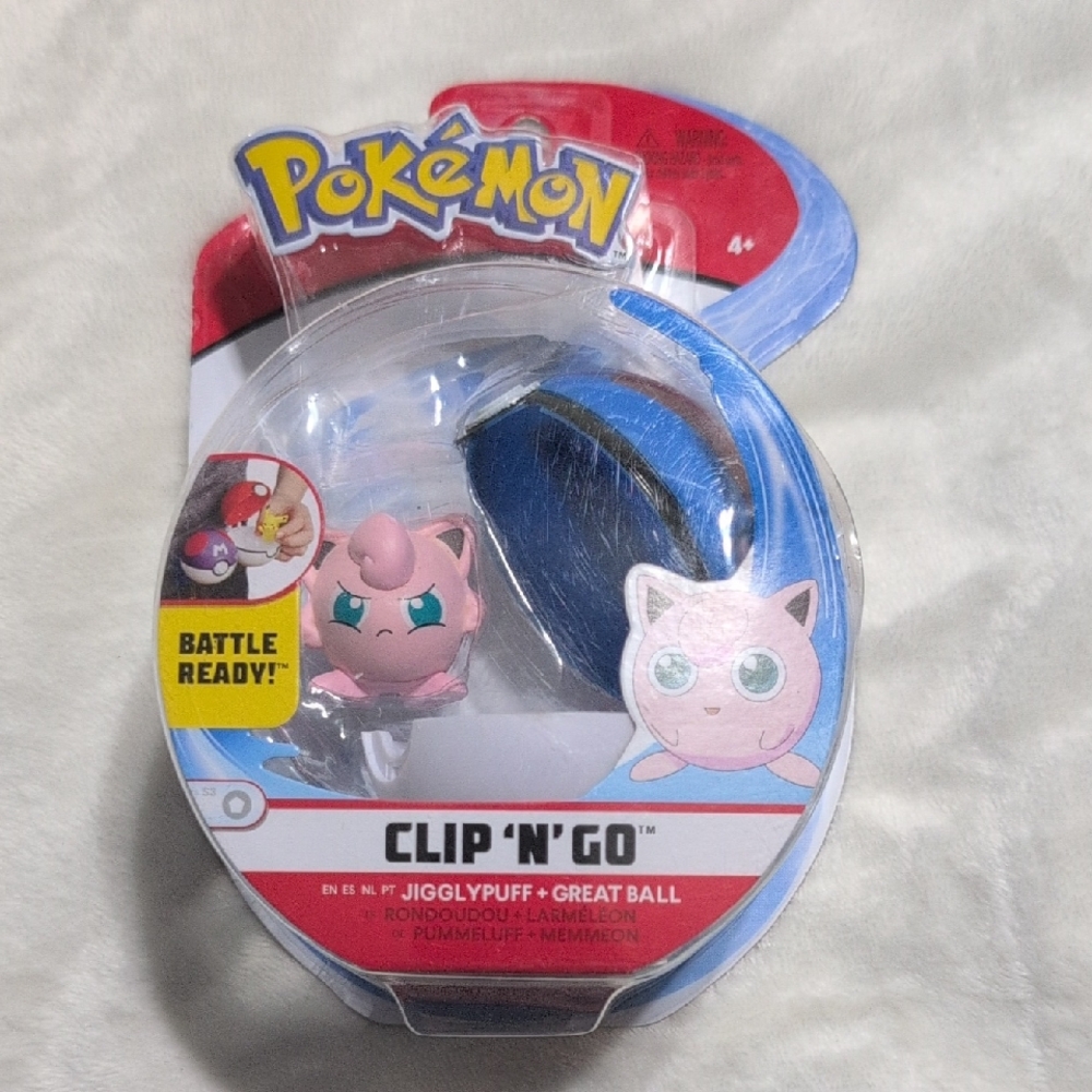 Pokemon Clip 'N' Go Jigglypuff with Great Ball - Pink and Blue